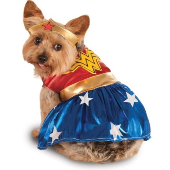 DC Wonder Woman Metallic Colors Pet Dog Costume Halloween Rubies Various Szs NWT - Picture 1 of 9